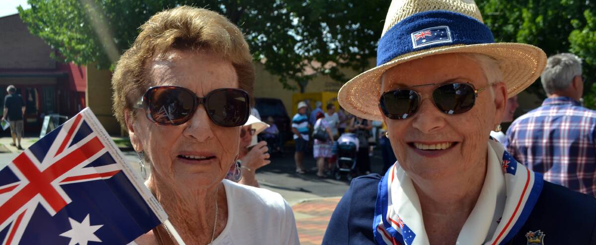 Marilyn Buft and Betty Rush celebrating Australia Day in Cowra last year. Cowra's Australia Day awards will be presented at 8.45am at the Cowra Civic Centre.