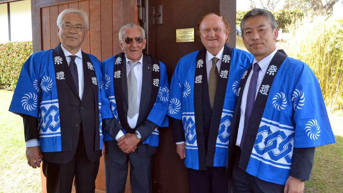 The Ambassador of Japan to Australia in 2016 Mr Kusaka, the late Mr Don Kibbler AM, Mr John Gandel AO and Mr Nobuharu Hirota of Mitsubishi Australia.