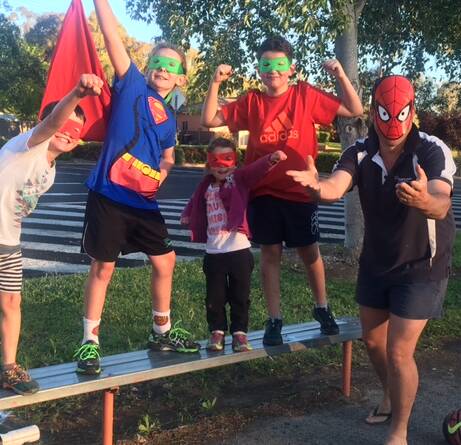 Unleash the super hero within at tonight's Cowra Triathlon Club Bron Porter Massage teams night. Pictured are tri club members getting into the spirit.
