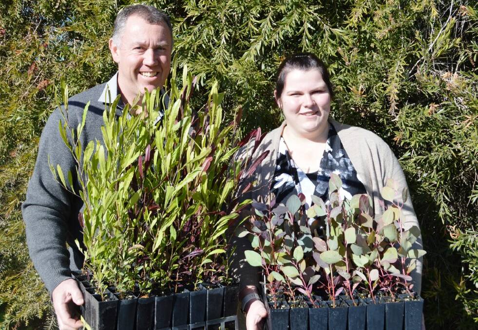 Cowra Council's Mark Tucker and Tiffany Kent will be on hand this Sunday, July 30 to give away 2800 trees, shrubs, and grasses at Cowra Showground as part of National Tree Day.