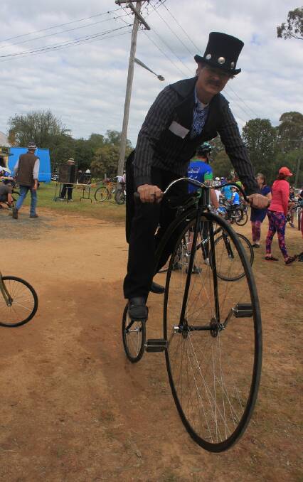 You'll find all manner of cyclists at Le Tour de Greenethorpe this weekend. Pictured at last year's event is Penny Farthing cyclist John Kitchens of Bathurst.