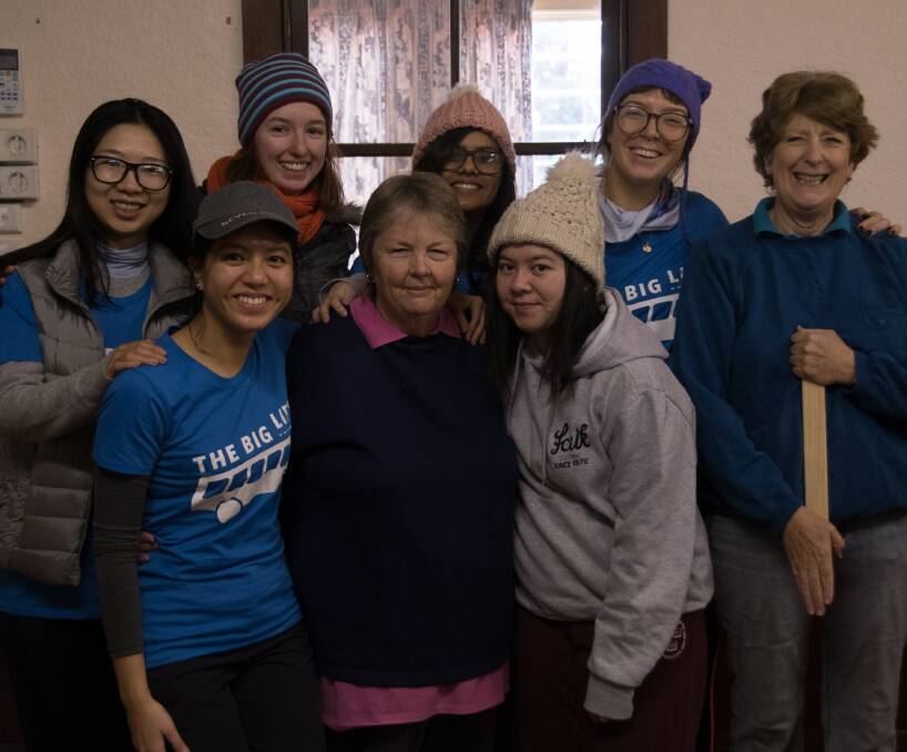 The Big Lift help out the CWA in Woodstock. Back row - Senbo Wu, Lucy Day-Williams, Upasana Desai, Kayla Pilichowski and Kit Cooley. Front row - Christina Lam, Sue Maynes and Joselyn Tran. 
