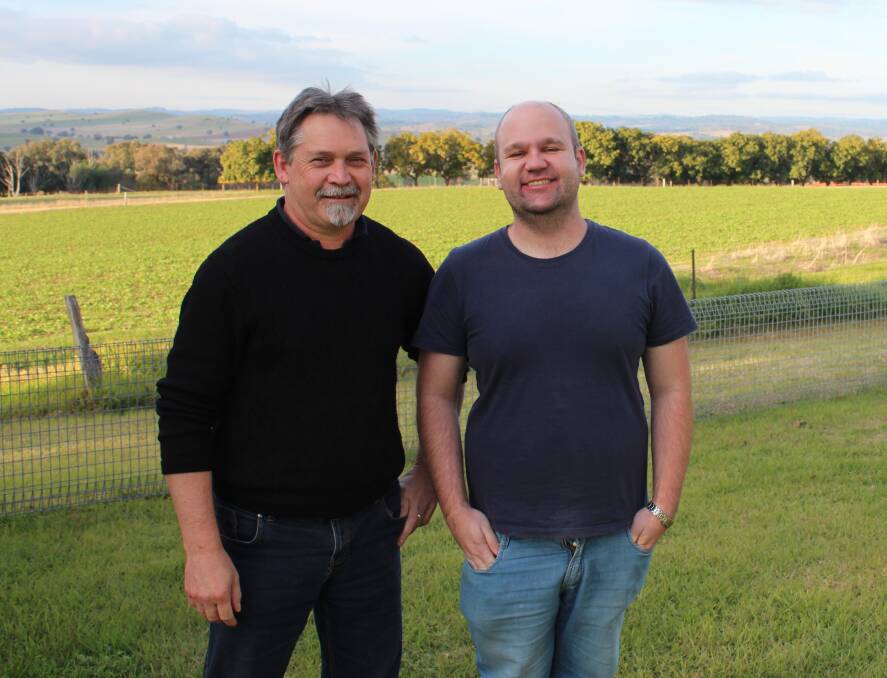 Senior Principal Research Scientist Dr David Hopkins with PhD student Douglas Roberto Guimares Silva at the Cowra Agricultural Research and Advisory Station. 
