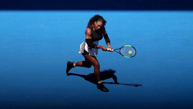 Serena Williams in action against Belinda Bencic. Photo: Alex Ellinghausen/Sydney Morning Herald. 
