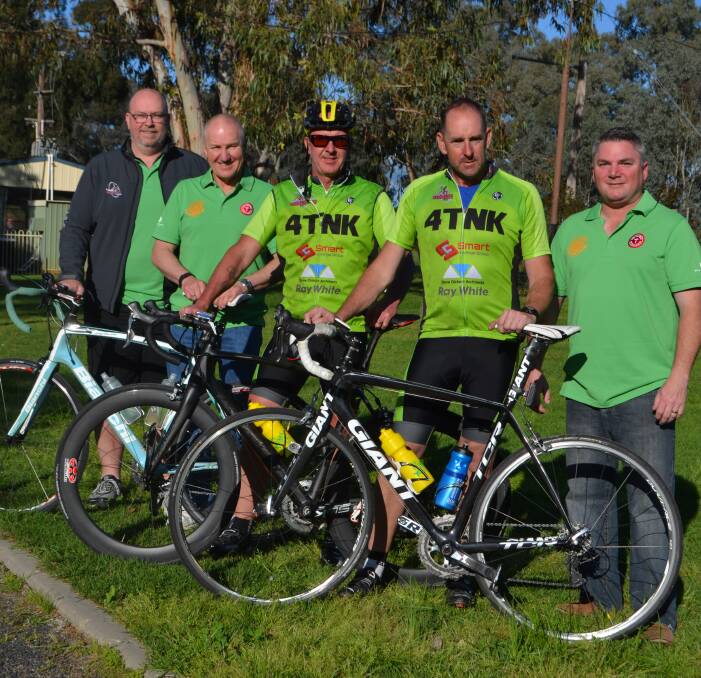 Country to Coast riders, including Cowra's own Leigh Kiely (second from left) stopped off in Cowra on Friday before embarking towards Forbes on Saturday. They are travelling from Shellharbour to Tilpa. 