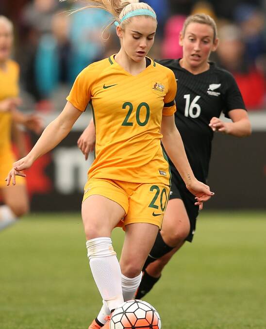 Ellie Carpenter pictured during the Matildas farewell match against New Zealand during June in Melbourne. The Matildas have landed in Rio ahead of the 2016 Olympic Games.