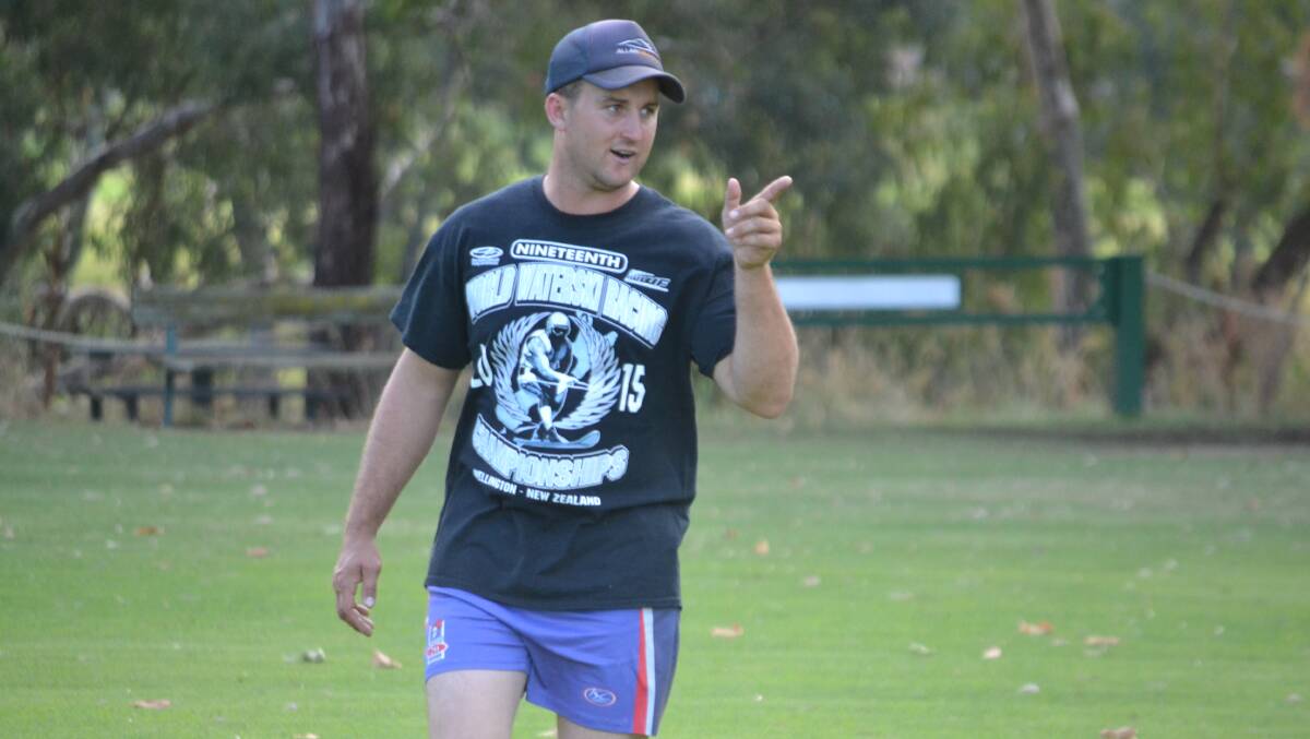 Cowra Magpies coach Rory Brien, pictured at pre-season training, will be urging his players to secure a win on Sunday.