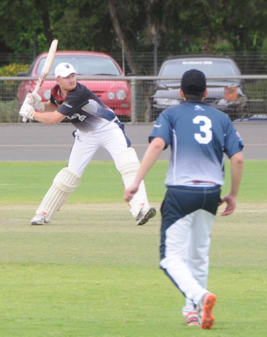 Dubbo's Mitch Bower smashed 37 not out in the Orana Outlaws victory against the Central West Wranglers on Sunday. Photo by Nick Guthrie.