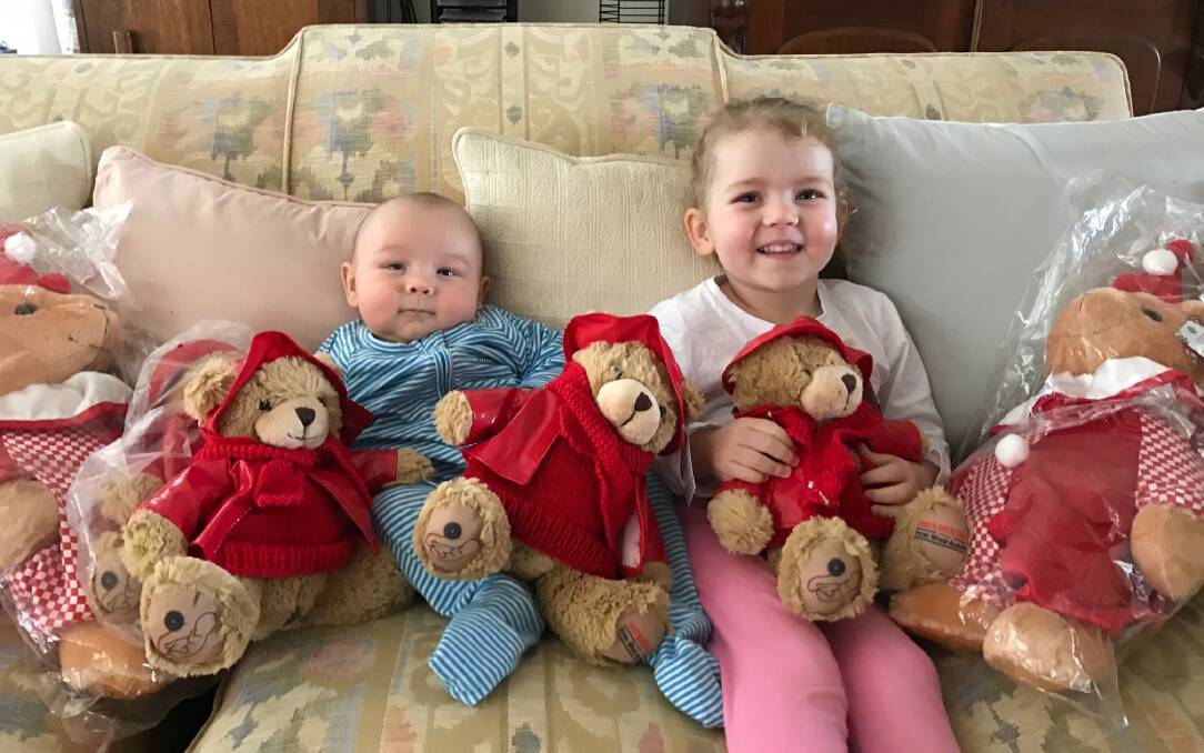  Pictured are Jack and Willow, grandchildren of member Mandy Howard, with Cord Blood Clown and MacCordy bears.