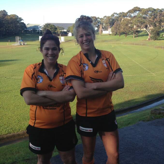 Krystal Fyfe and Inge Visser in their Country Corellas jumpers in Sydney.