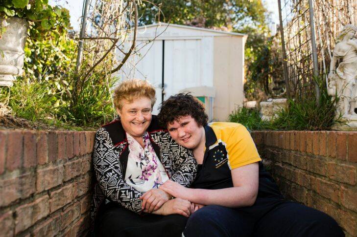 Karna O'Dea with her son Malcolm. Malcolm has high needs and uses Marymead overnight respite care once a fortnight. The service has announced over they will be closing care to high-needs kids due to NDIS funding issues.

Photo: Jamila Toderas
