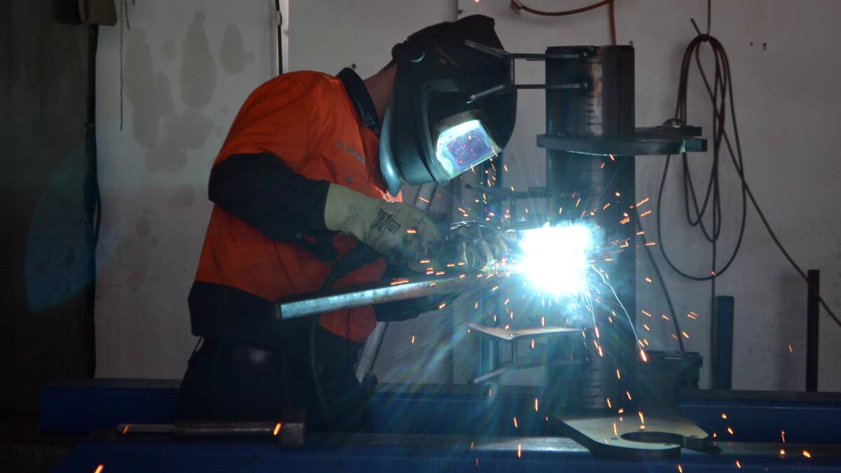Cooper Tarrant demonstrates his welding skills.