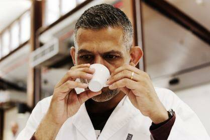 Joseph Gadallah tasted about 35 espressos at the Sydney Royal Coffee Competition that precedes the Sydney Royal Easter Show 2016. Photo: James Brickwood 