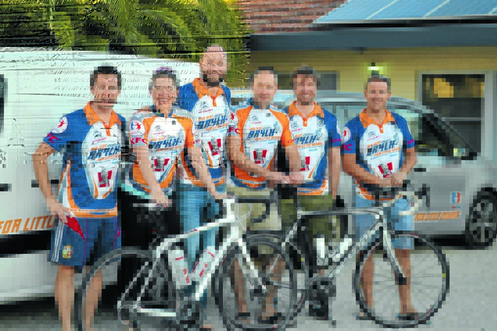 Left to right: The Big Ride team Clive Mooney, Zoe Arscott, John Forde, Luke Robinson, Michael Anderson, Mark Whalley.