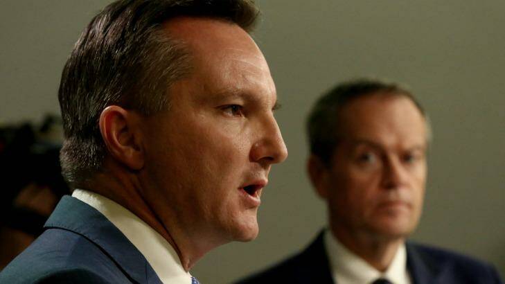 Shadow Treasurer Chris Bowen and Opposition leader Bill Shorten. Photo: Alex Ellinghausen
