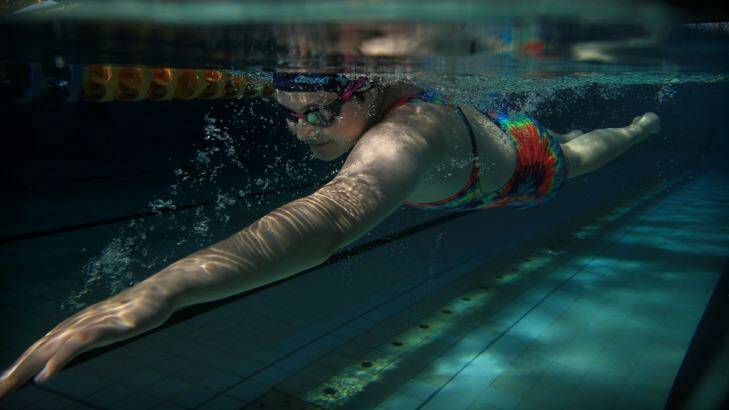 Natalie Hazlewood training at Blacktown Aquatic Centre for the "Transplant Games". Photo: James Alcock