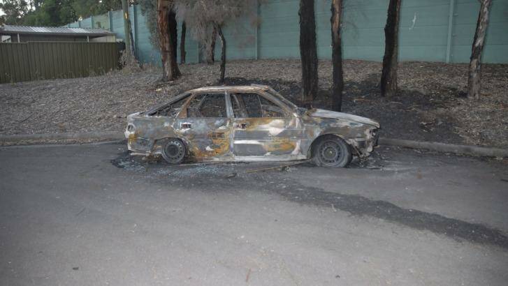 Darren Galea's burnt-out Toyota corolla was found near his home about two hours after he was murdered. Photo: NSW Police