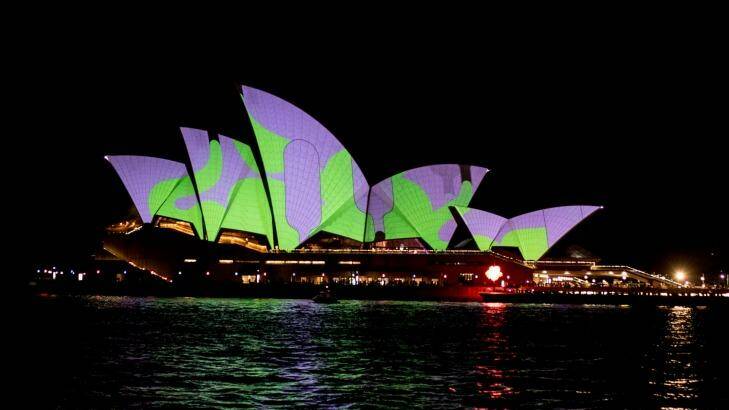The Sydney Opera House lights up on the opening night of Vivid Sydney. Photo: Cole Bennetts
