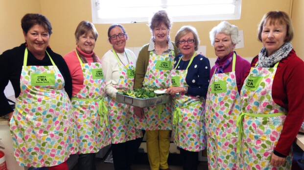 The Cowra CWA Evening Branch ladies who assisted with catering for the Wine Show Judges' and Officials' luncheon were Ann Apthorpe, Lyn Purcell, Jenni Murray, Rowena Casey, Barbie Carne, Wendy Quilter and Andrea Ridley