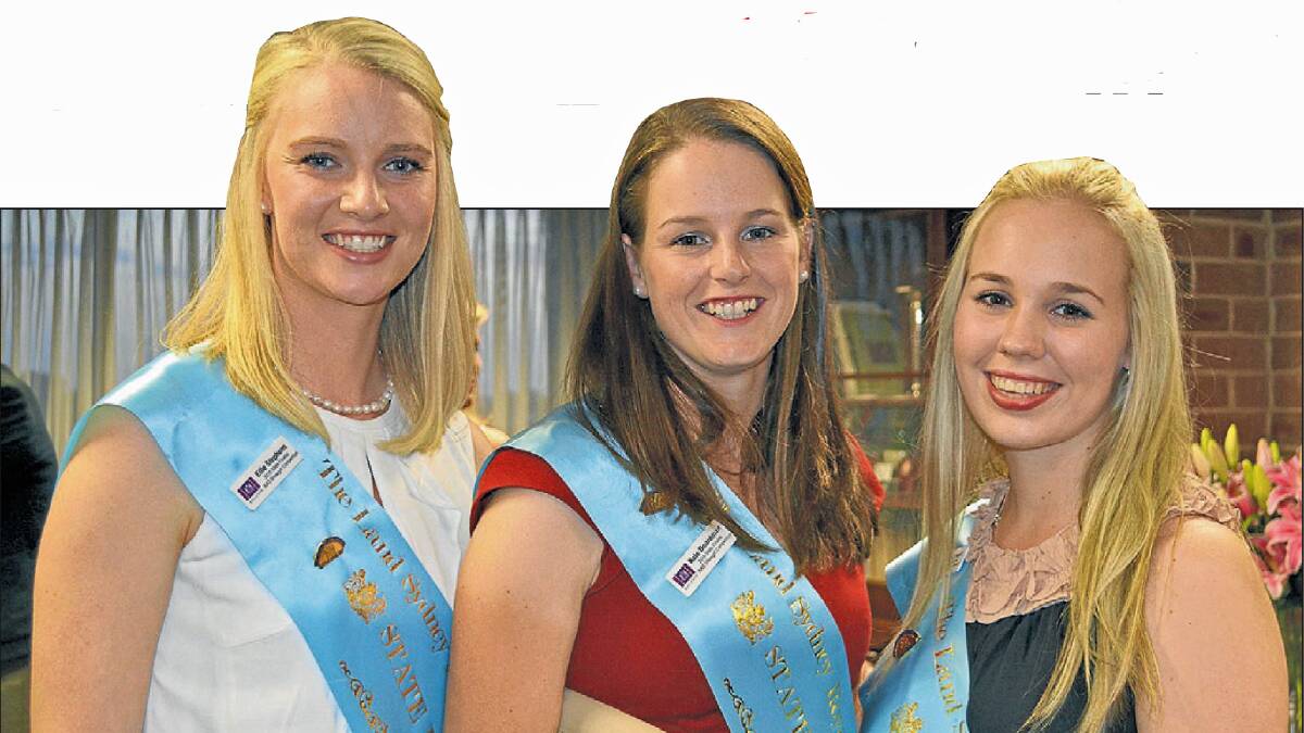 The 2015 Sydney Royal Showgirl Ellie Stephens, pictured withfellow showgirls Kate Boardman, and Amber O'Neill, will be judging this year's Cowra Showgirl Competition. Photo by The Land. 