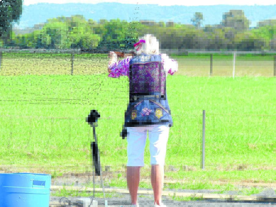 Trina Watchorn from Yass taking aim at a clay target.