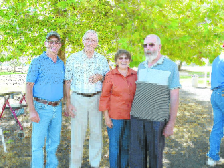 Cowra Gun Club President, Peter Mould with Cowra Parkinson's Support Group President, Ray Heilman, Gun Club Secretary and Parkinson's Support Group Sec/Treasurer, Joy Dwight and Noel Dwight, a long-standing member and past-President of the Gun Club who is afflicted with Parkinson's disease.