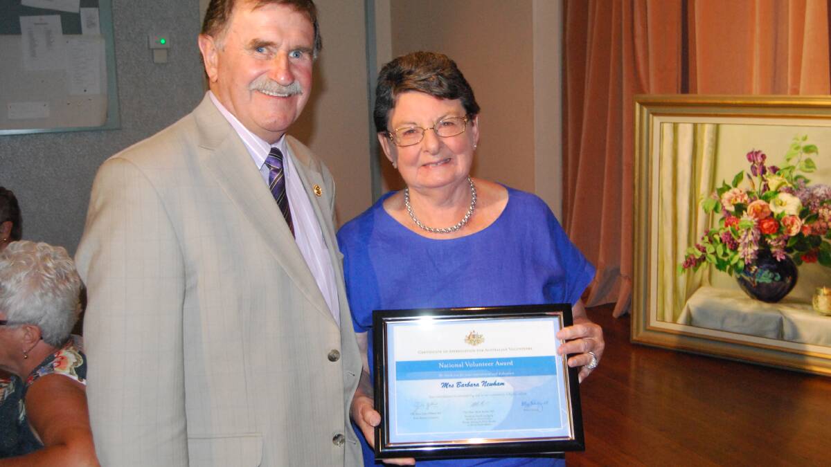 Cowra and District Cancer Action Group president Barbara Newham (RIGHT) with Alby Schultz in 2012.