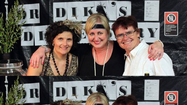 Danielle Allen, Jane Tyrrell and Toni Vincent - behind the Dr Dikes Dispensary/ Bar.