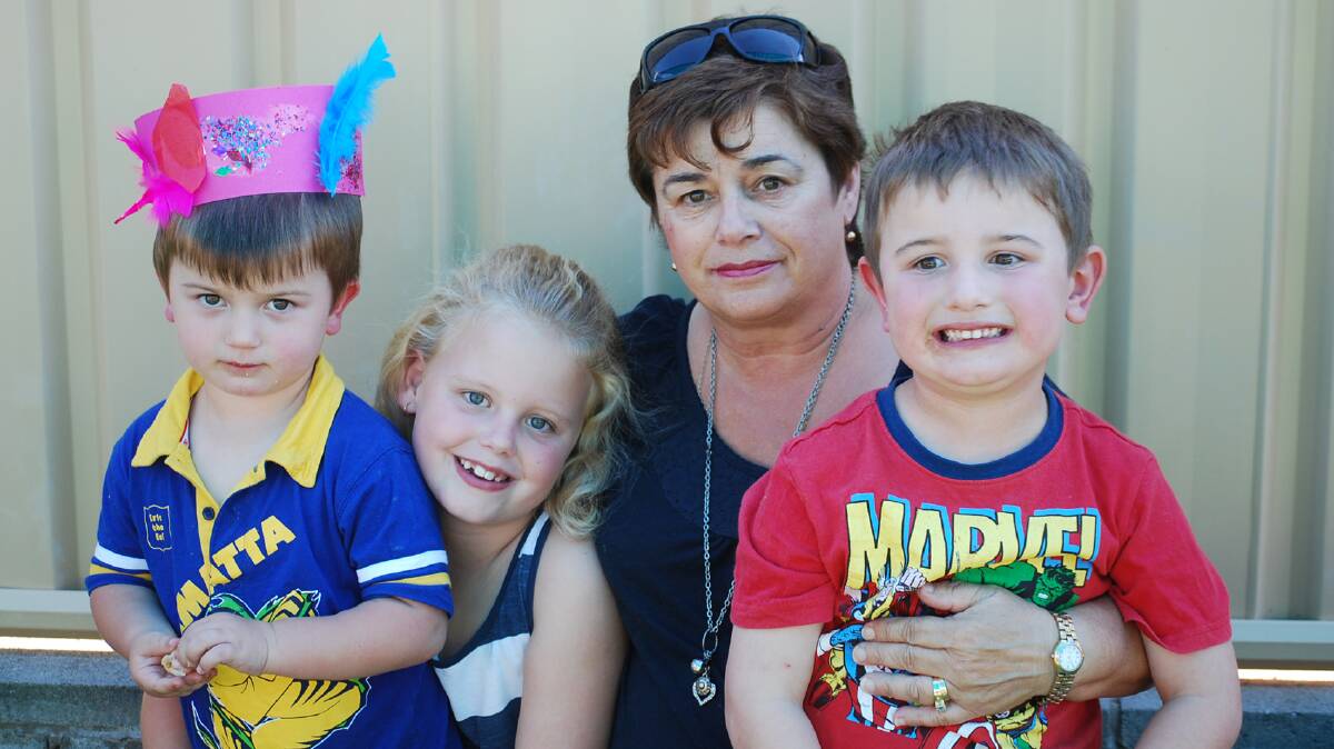 Josie Feltham with her grandchildren Danny (left), Jada (centre) and Jax (right).