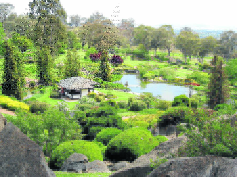 Aerial shot of the Cowra Japanese Garden.