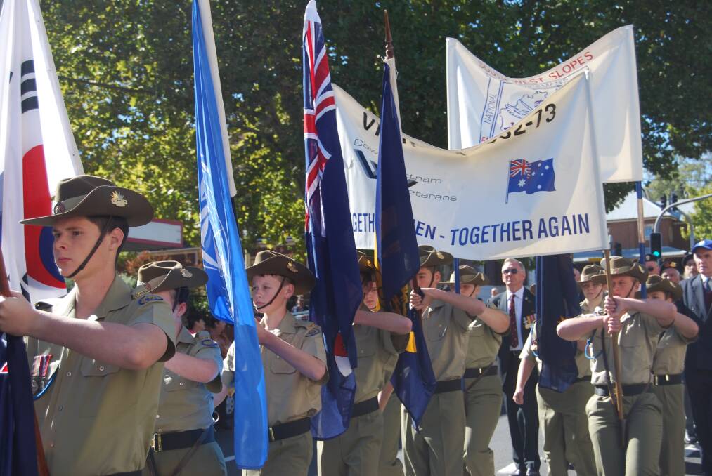 Cowra Cadet Platoon provided the march's Flag Party.