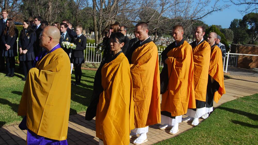 The Koyasan Shingon Mission of Australia attending the wreath laying ceremony.