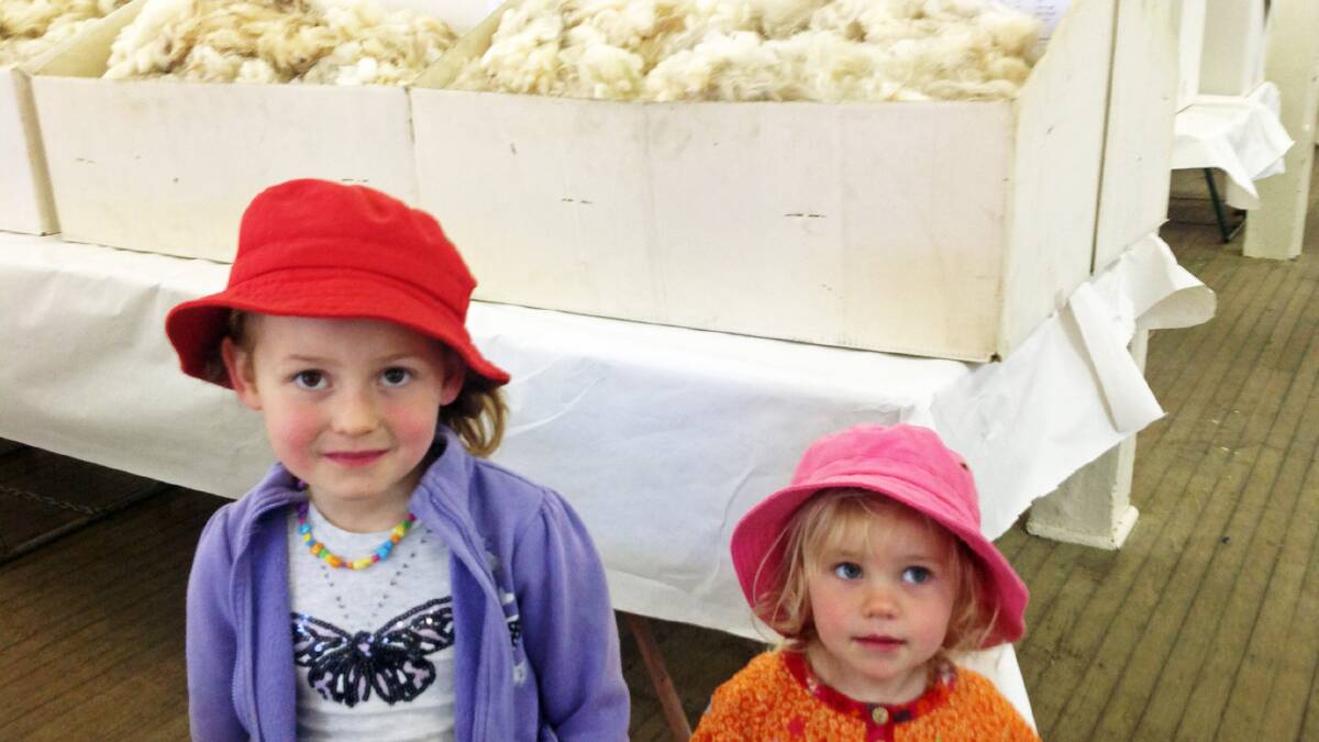 Grace and Isla Prevost take in the sights of the wool section.