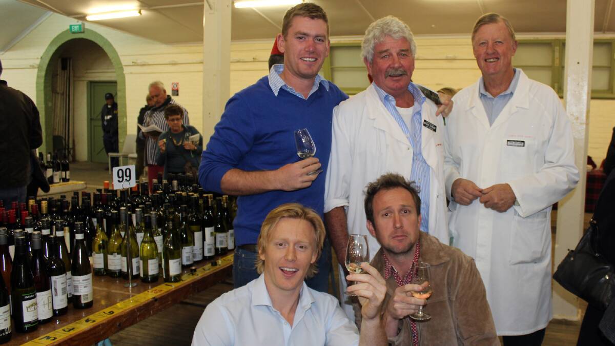 Reety Ford, Jono Flannery, Jorge Flannery, Michael Flannery and Phil Millard at the Cowra Wine Show