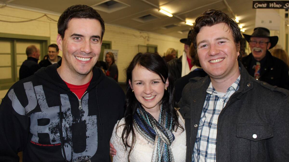 Dan Leonard, Megan Clark and Stuart Clark were among the massive crowd at the Cowra Wine Tasting Night.