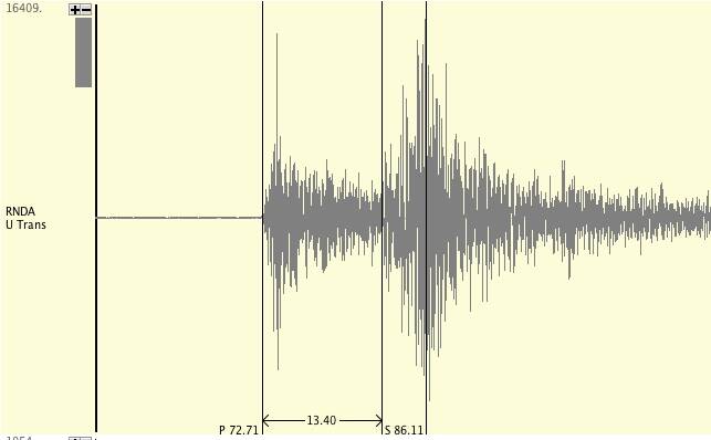 Seismograph recording of earthquake at Frogmore.