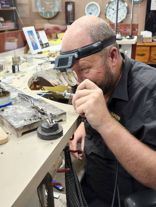 Andrew Kershaw working on the creation of a unique jewellery piece.