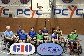 Participants from Week One at the Cowra Wheelchair basketball hub with coach, Gerry Hewson. Basketball is one of nine sports offered by Wheelchair Sports NSW/ACT. Photo contributed.