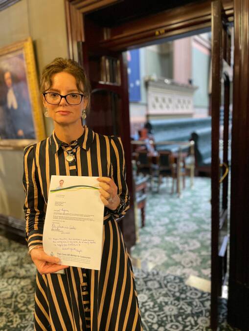 Local Member, Steph Cooke, with the letter she has written to the Health Minister, Ryan Park, requesting an urgent meeting to try an overturn the decision to drop a Tresillian Residential Unit from the new Cowra Hospital.