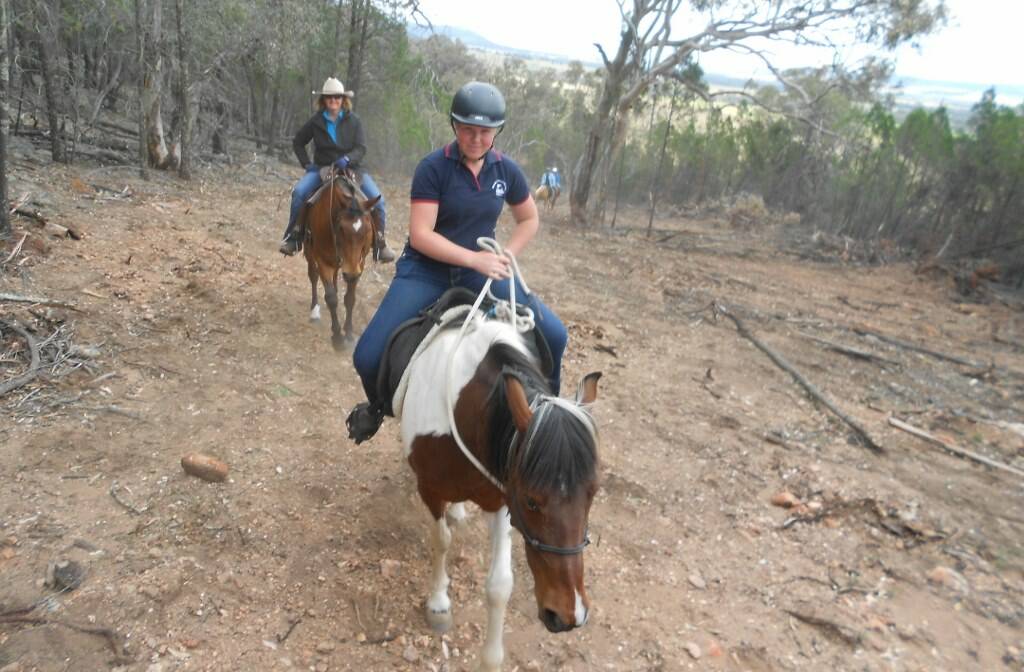 Tricky Trail: Kirsty and Kate venture down one of the newly made trails. Visit www.athra.com.au and following the links to the club for our upcoming events and contact information for the committee, or find Cowra Trail Horse Riders on Facebook.