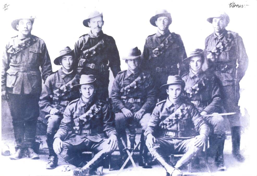The Firth brothers Francis Walter Bertie (far left) and Ernest James (far right) enlisted and fought in the Australian Light Horse regiment during WWI. Picture supplied