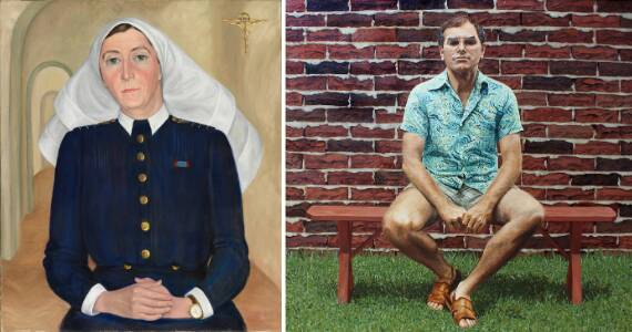  DOUBLE TAKE: Archibald Prize entries Matron Muriel Doherty, RAAFNS,1948 by Alfreda Marcovitch, oil on canvas, 84.6 x 71.1cm, Australian War Memorial, Canberra, Estate of Alfreda Marcovitch.Right: The Honourable John Howard, MP 1979 by Josonia Palaitis, oil on linen, 186 x 186cm, collection of the artist Josonia Palaitis