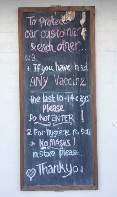 A sign outside the Organic Store. Photo: Michelle Haines Thomas