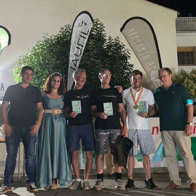 Guy Hubbard (centre right), with the other winners at this year's Spanish Hang Gliding championships. Photo: Supplied