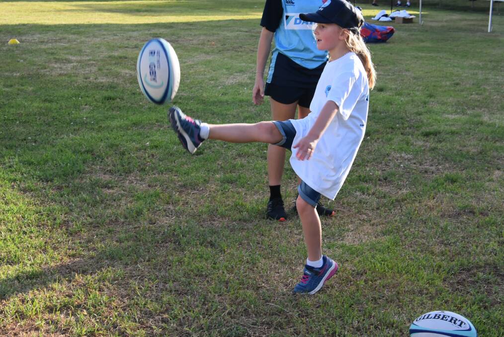 Sophie Scammell was one of several children who participated in the Wednesday's Get Talkin' Tour, jointly presented by Batyr and NSW Rugby. Photo: Ben Rodin