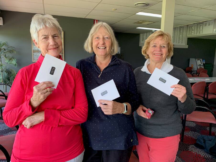 Jan Luce, Annette Sutherland & Anne Coates were among the winners at this week's Cowra Ladies' Golf event. Photo supplied by Cowra Ladies' Golf. 