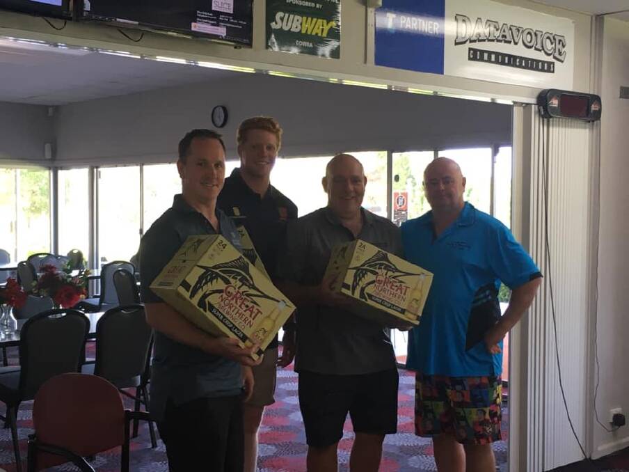 John Bischof, Jim and Jacob McNaught and Hayden Smith placed second in the Gensome Medley Stableford last week. Photo supplied by the Golf Club. 