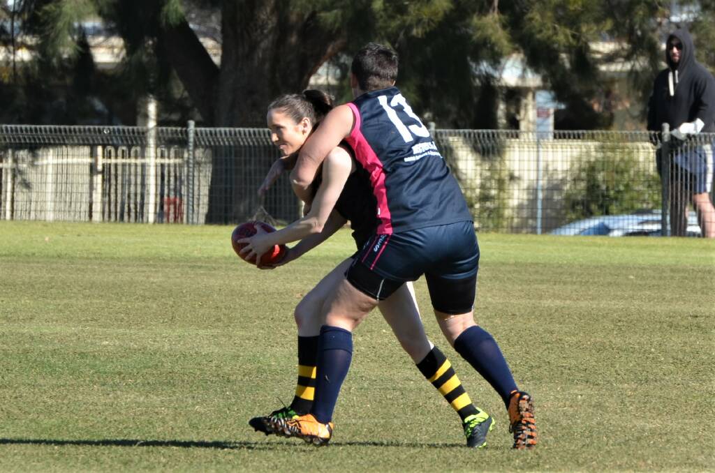Amanda Cass, pictured earlier in the year, was solid in the ruck for Cowra, but it wasn't enough, with the Blues losing to Orange. Photo: Anya Whitelaw