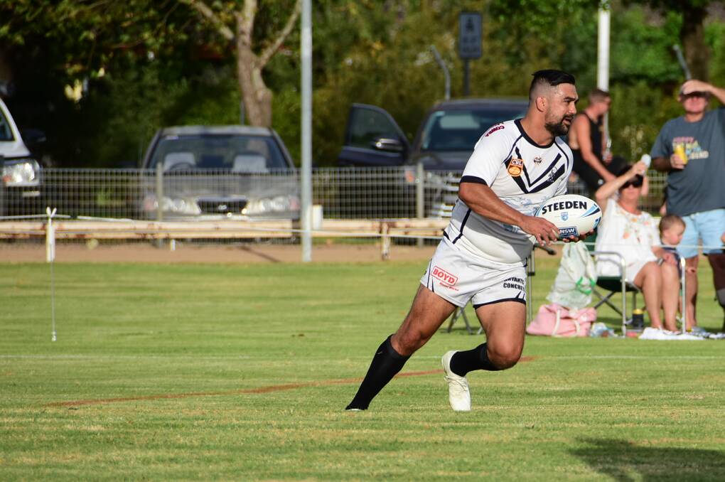 Claude Gordon in action for the Magpies at their Challenge Cup fixture against Dubbo. Photo: Ben Rodin
