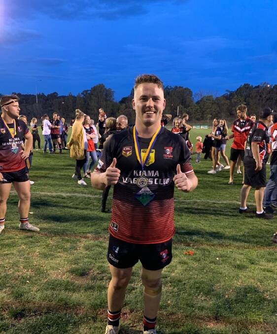 Second-rower Toby Nobes wears his premiership medallion after claiming a Group Seven premiership with Kiama. Photo: SUPPLIED
